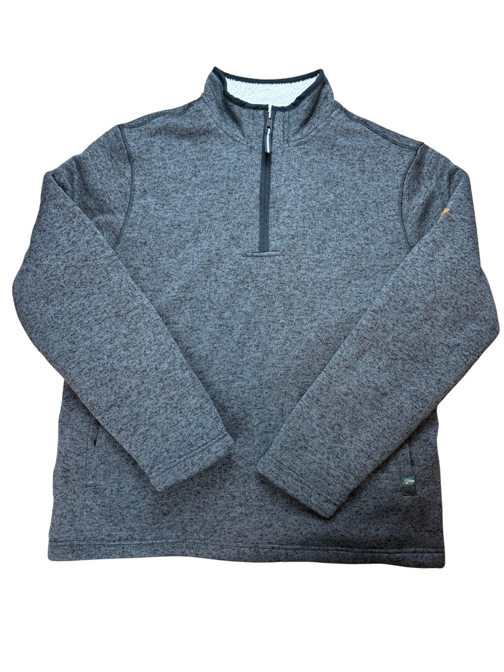 Orvis Mens L Sherpa Lined 1/4 Quarter Zip Pullover Sweater Fleece Gray Ourdoor